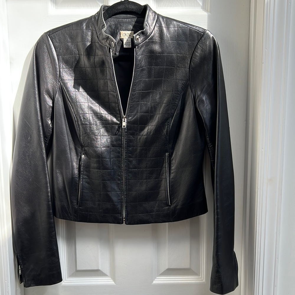 Cache Quilted Lamb Leather Moto Style Jacket 6